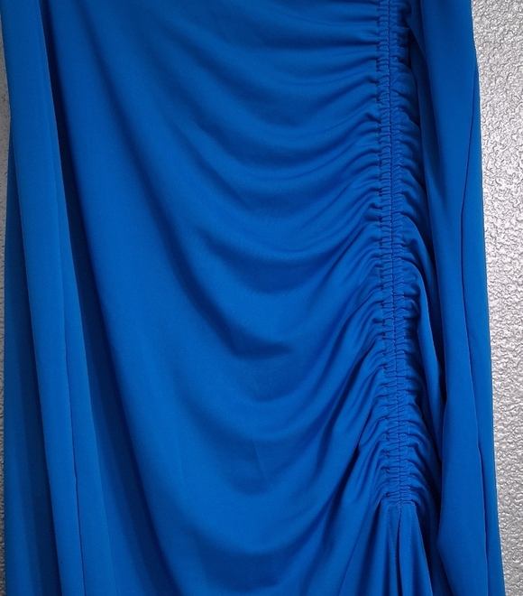 NWT INC International Concept Bright Blue Midi Skirt With Ruching Detail Size XL - Picture 4 of 8